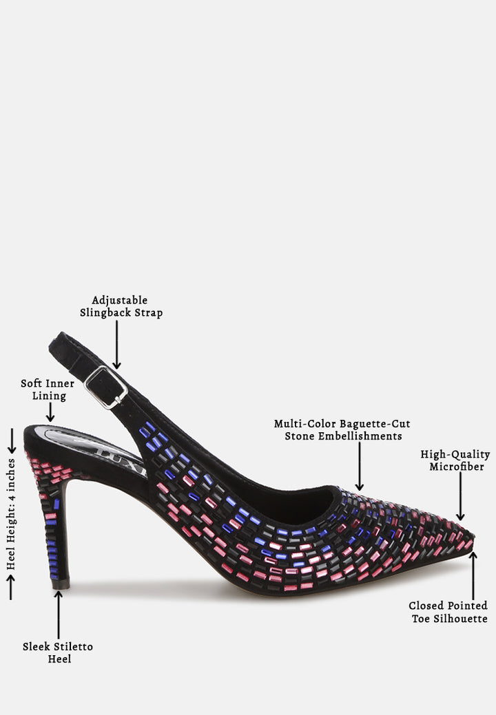 lutina rhinestones embellished slingback sandals#color_black-multi
