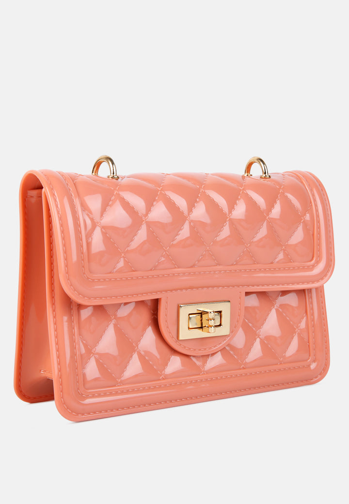 jelly quilted sling bag#color_pink