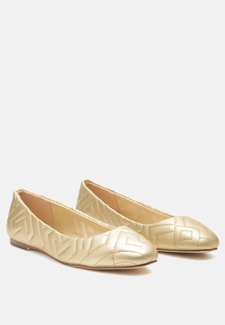 quilted ballerina flats by ruw color_gold