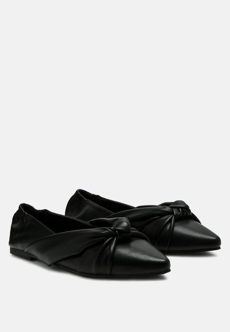 norma knot detail elasticated ballet flats#color_black