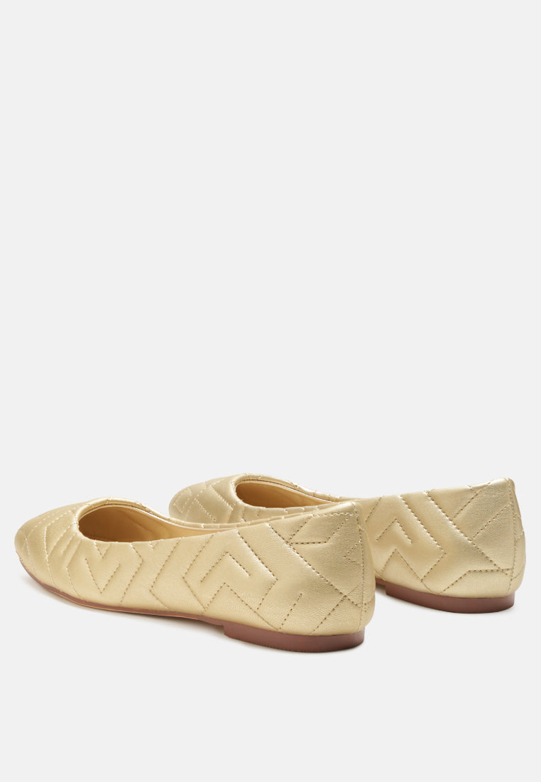 quilted ballerina flats by ruw color_gold