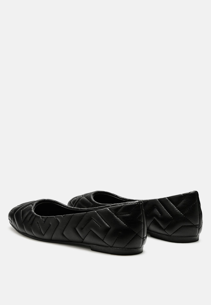janice quilted ballerina flats#color_black