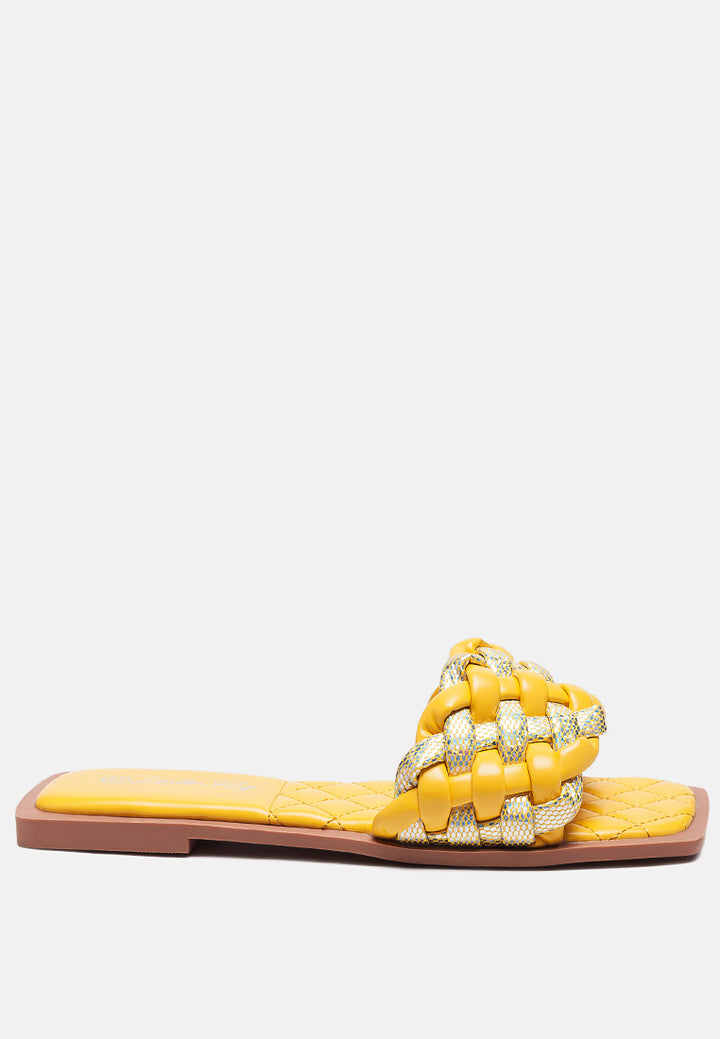 allium metallic woven strap flats by ruw#color_yellow