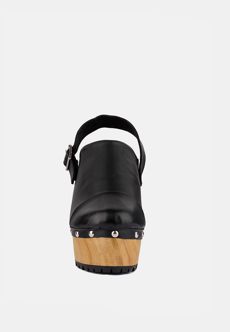 alona slingback high block heeled clogs#color_black