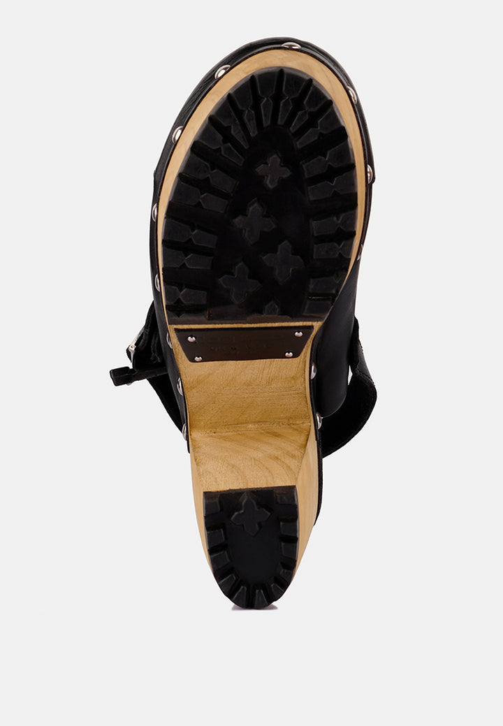 alona slingback high block heeled clogs#color_black