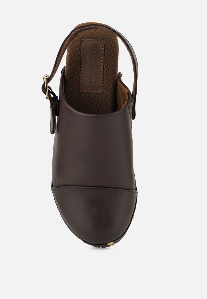 alona slingback high block heeled clogs#color_brown