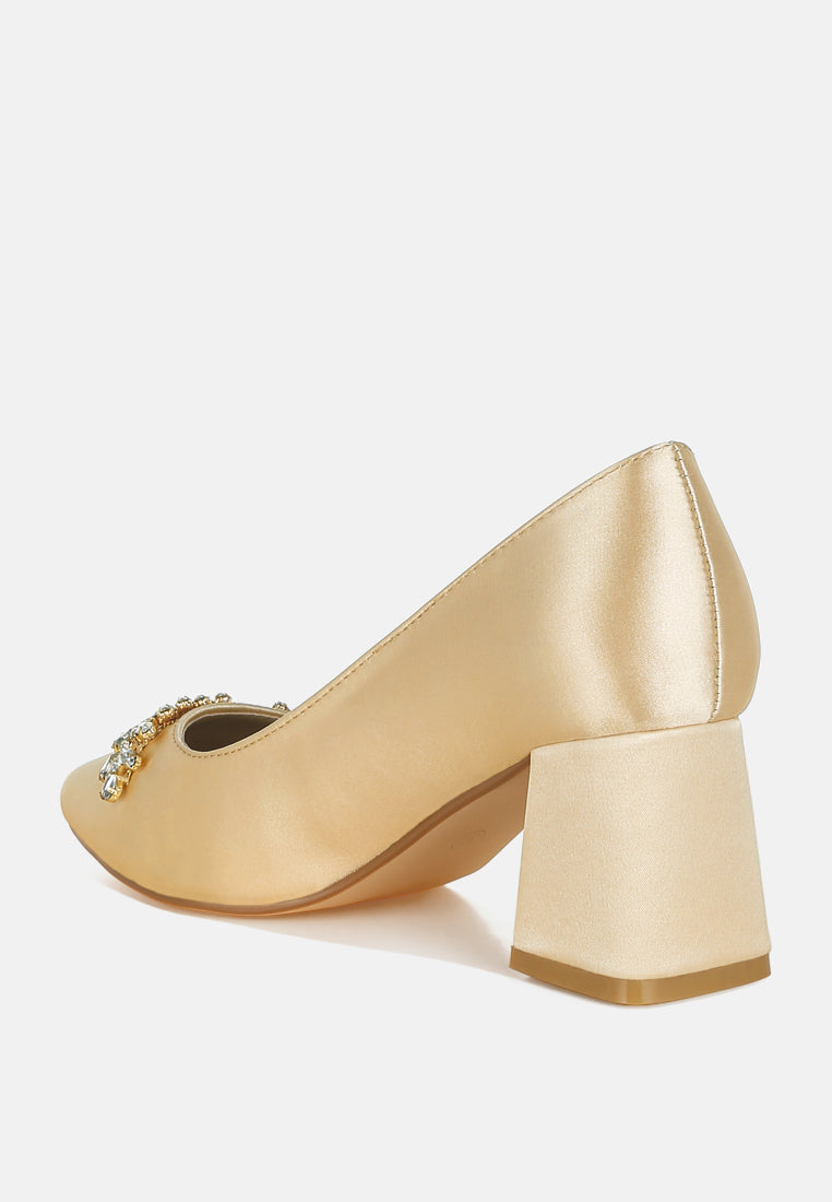 satin diamante embellished pumps by mode#color_beige