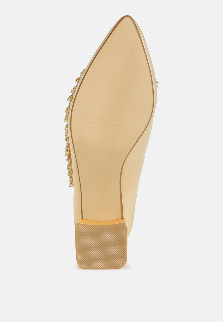 satin diamante embellished pumps by mode#color_beige