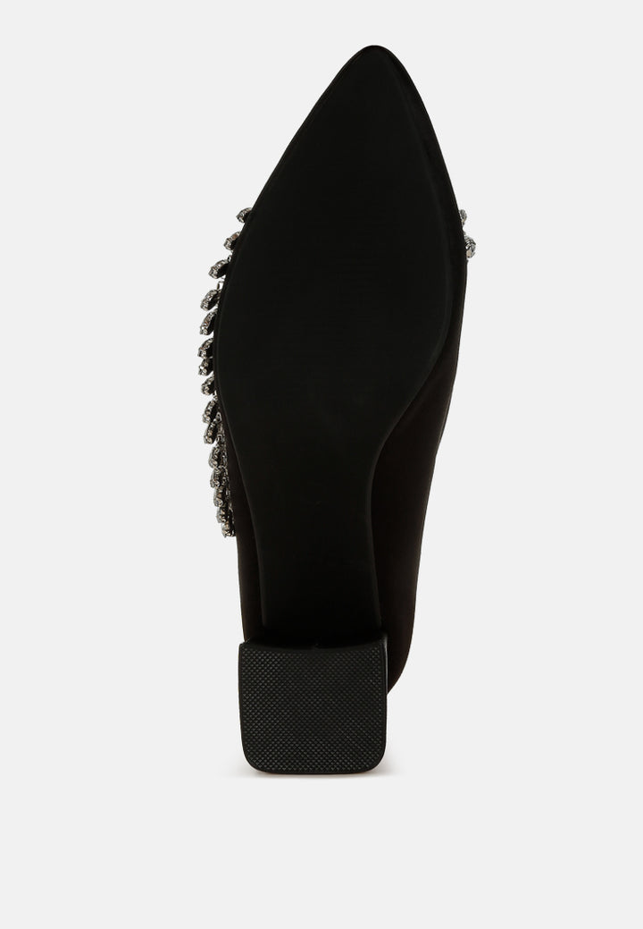 satin diamante embellished pumps by mode#color_black