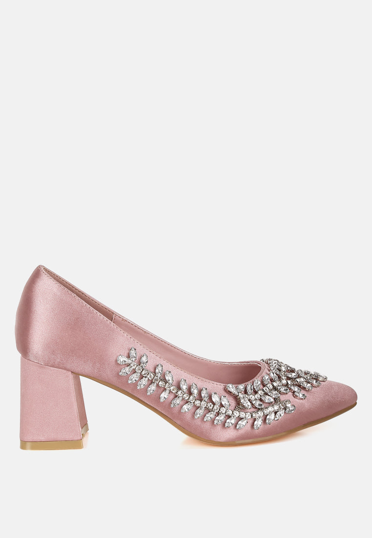 satin diamante embellished pumps by mode#color_blush
