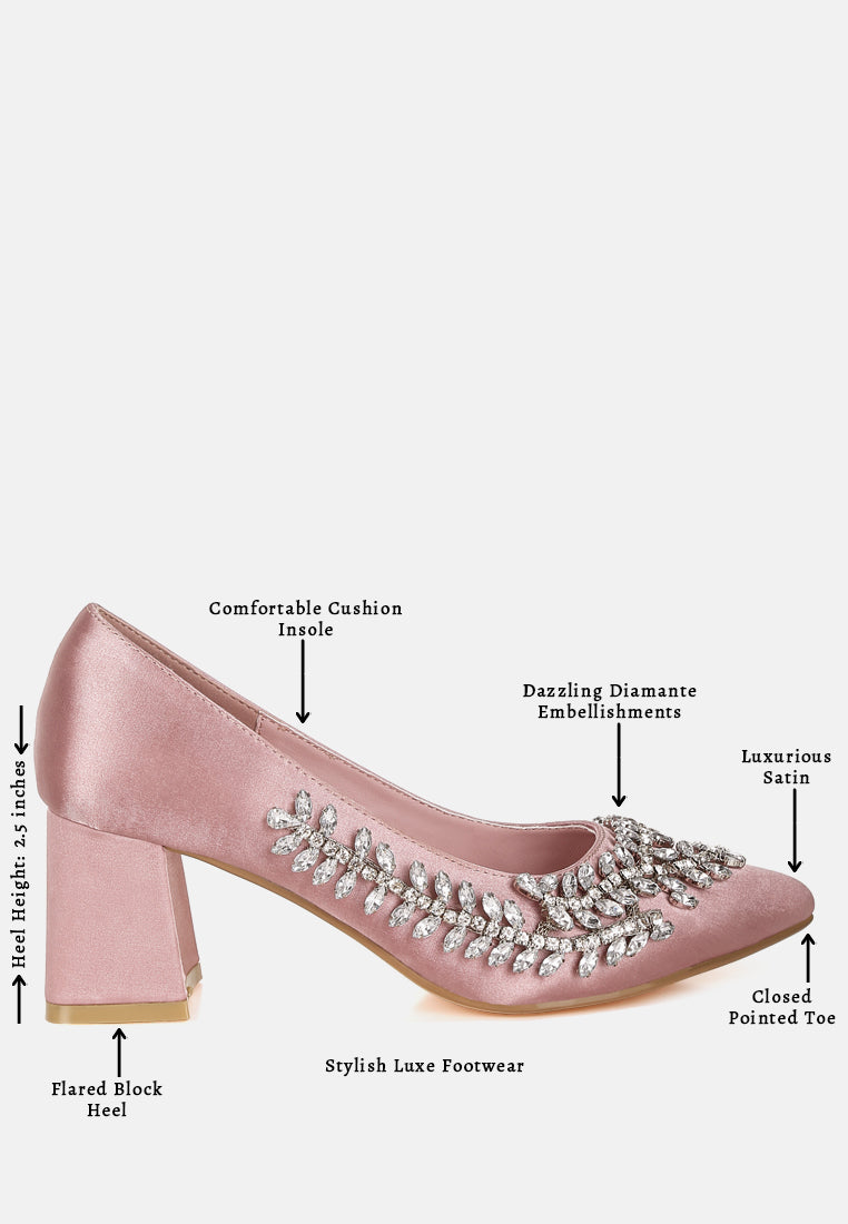 satin diamante embellished pumps by mode#color_blush