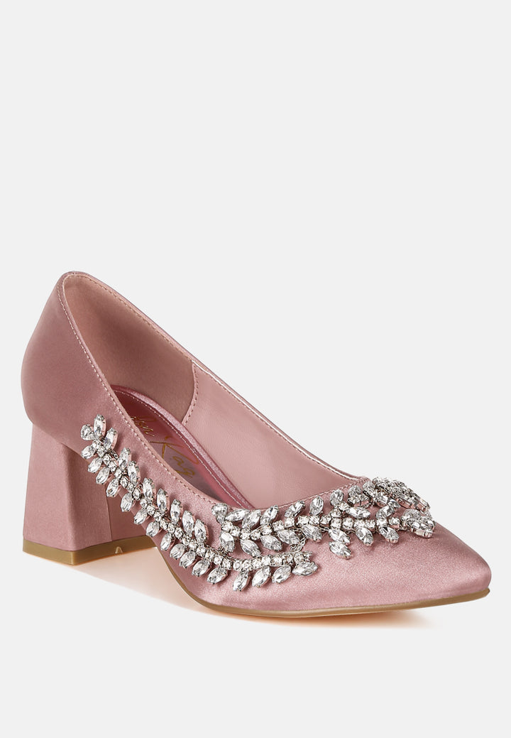 satin diamante embellished pumps by mode#color_blush