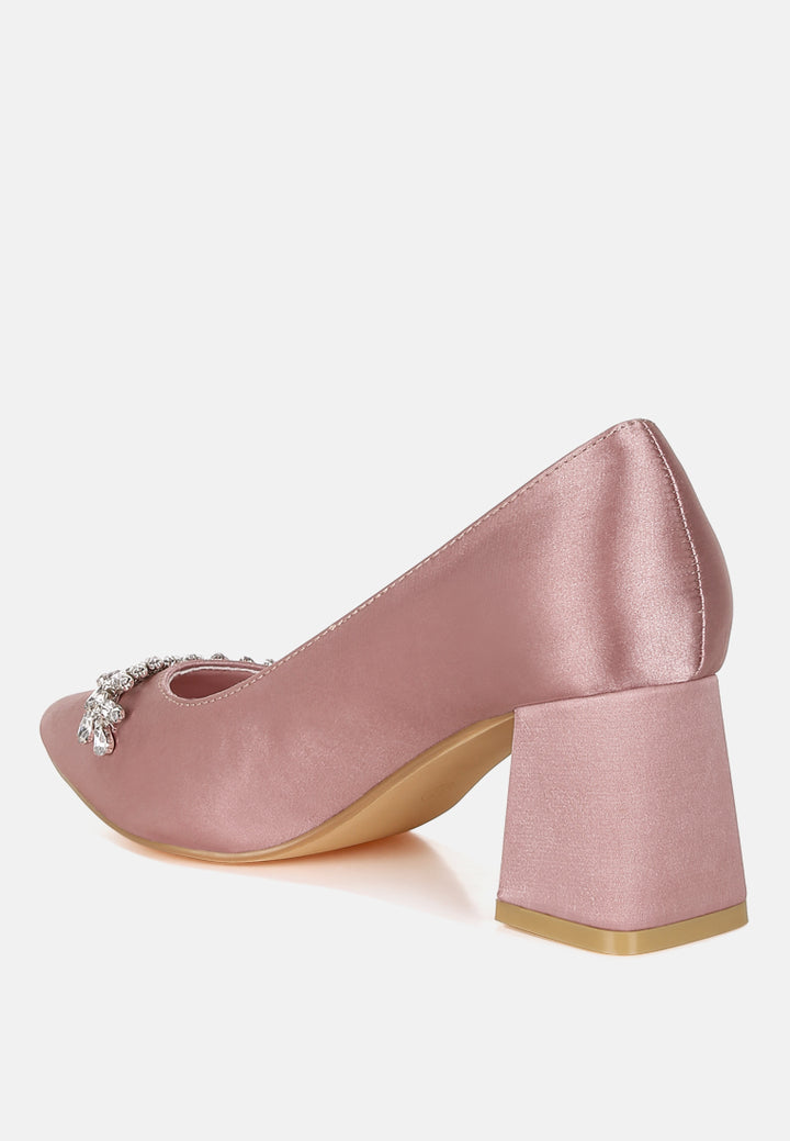satin diamante embellished pumps by mode#color_blush