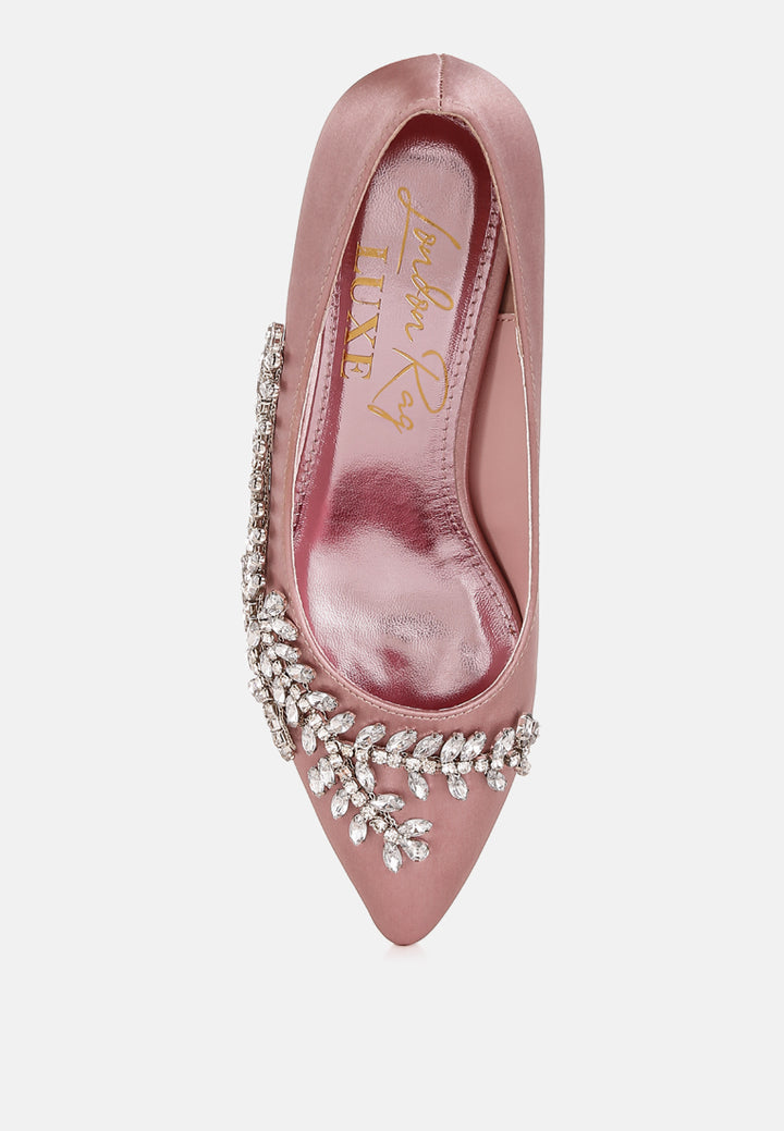 satin diamante embellished pumps by mode#color_blush