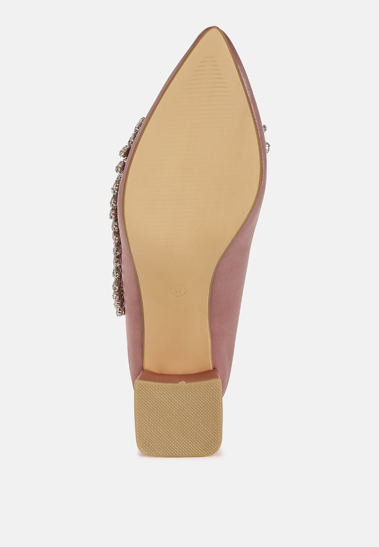 satin diamante embellished pumps by mode#color_blush