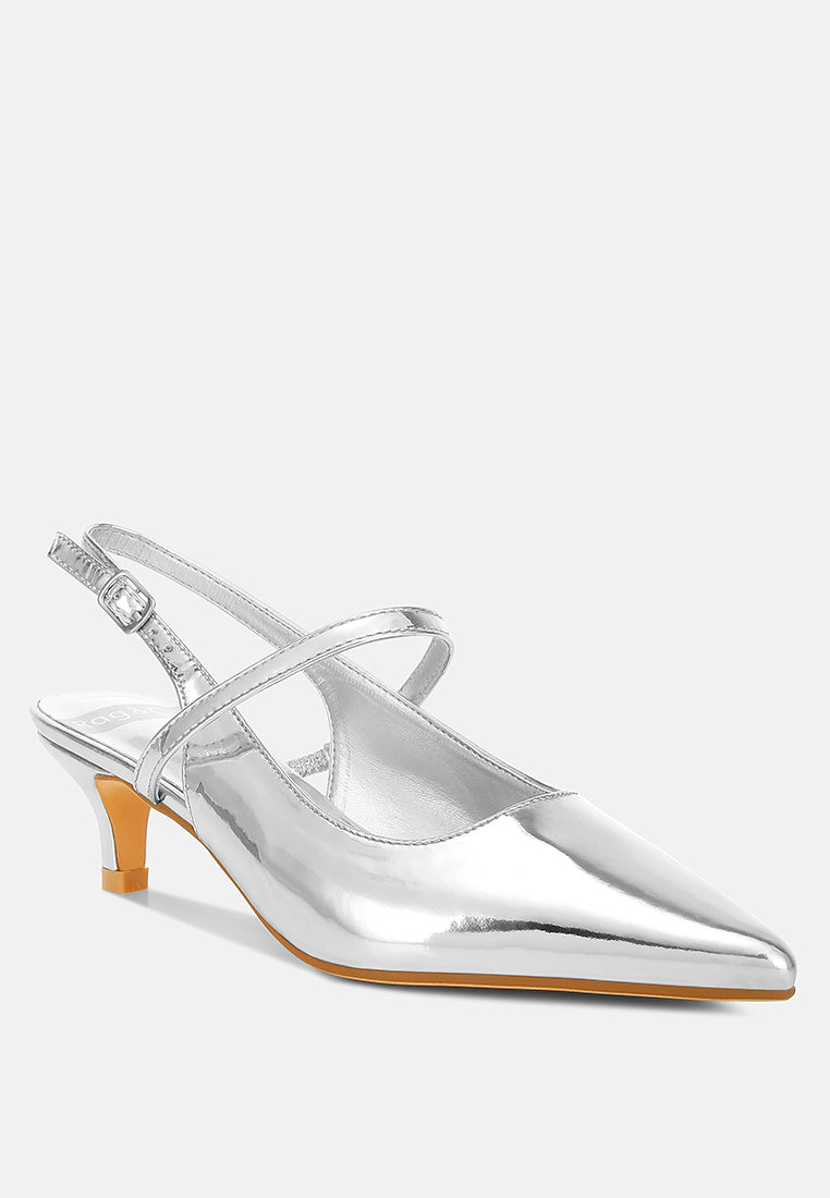 abloom kitten heel slingback sandals#color_silver