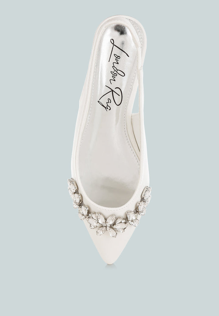 diamante embellished flat sandals by mode#color_white