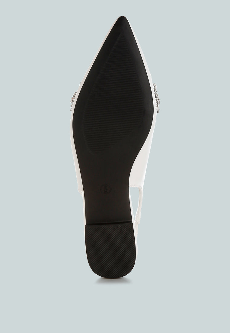 diamante embellished flat sandals by mode#color_white