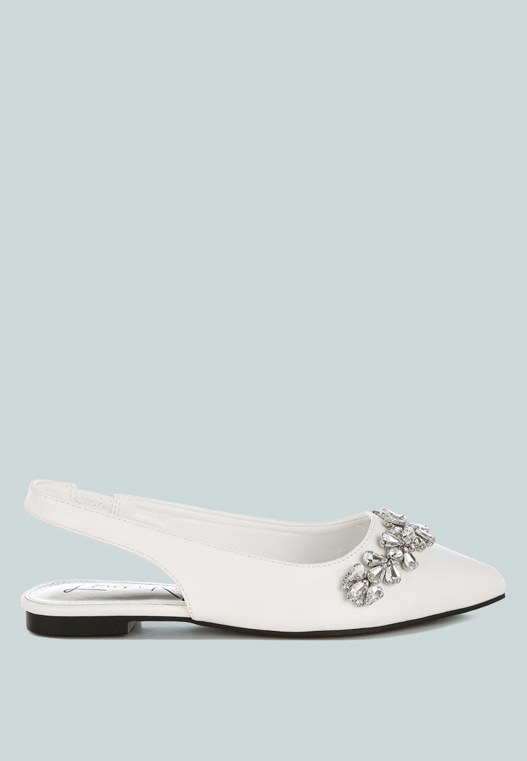 diamante embellished flat sandals by mode#color_white