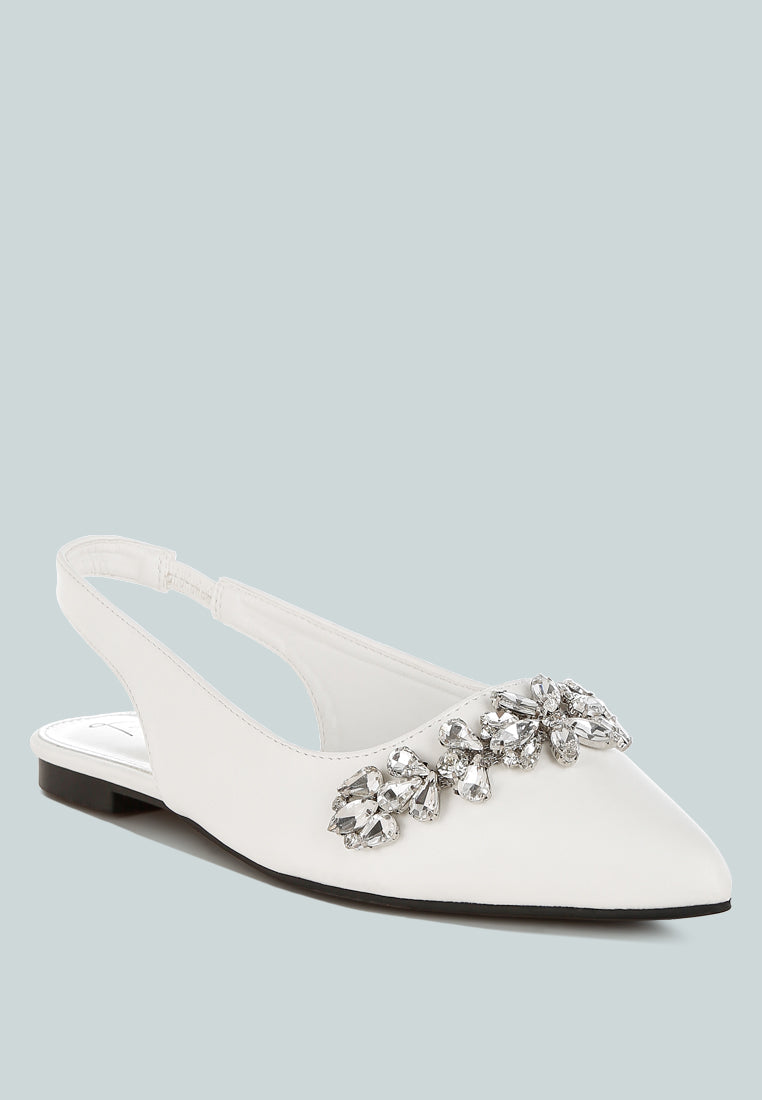 diamante embellished flat sandals by mode#color_white
