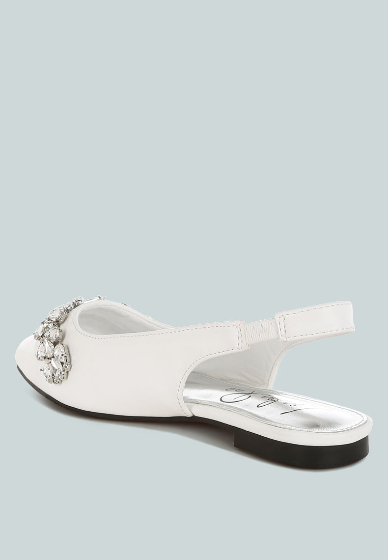 diamante embellished flat sandals by mode#color_white