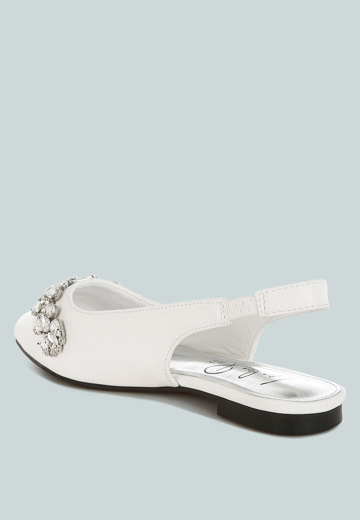 diamante embellished flat sandals by mode#color_white