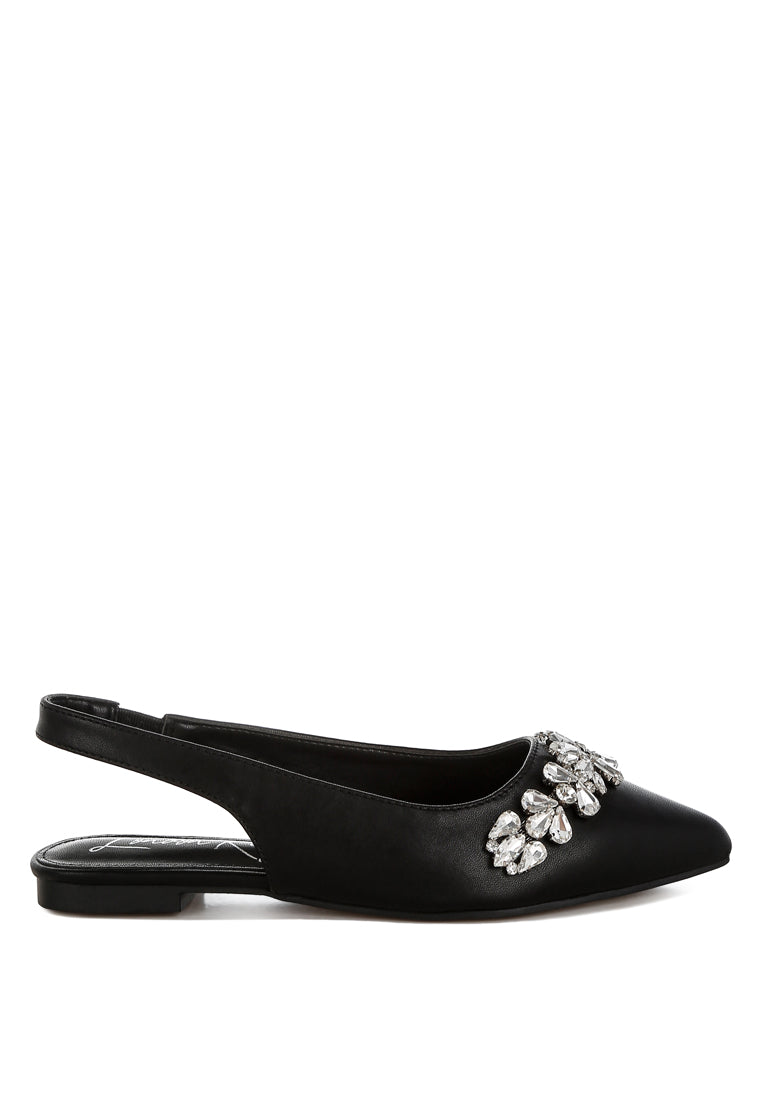 diamante embellished flat sandals by mode#color_black