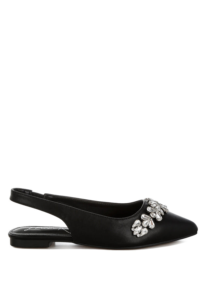 diamante embellished flat sandals by mode#color_black