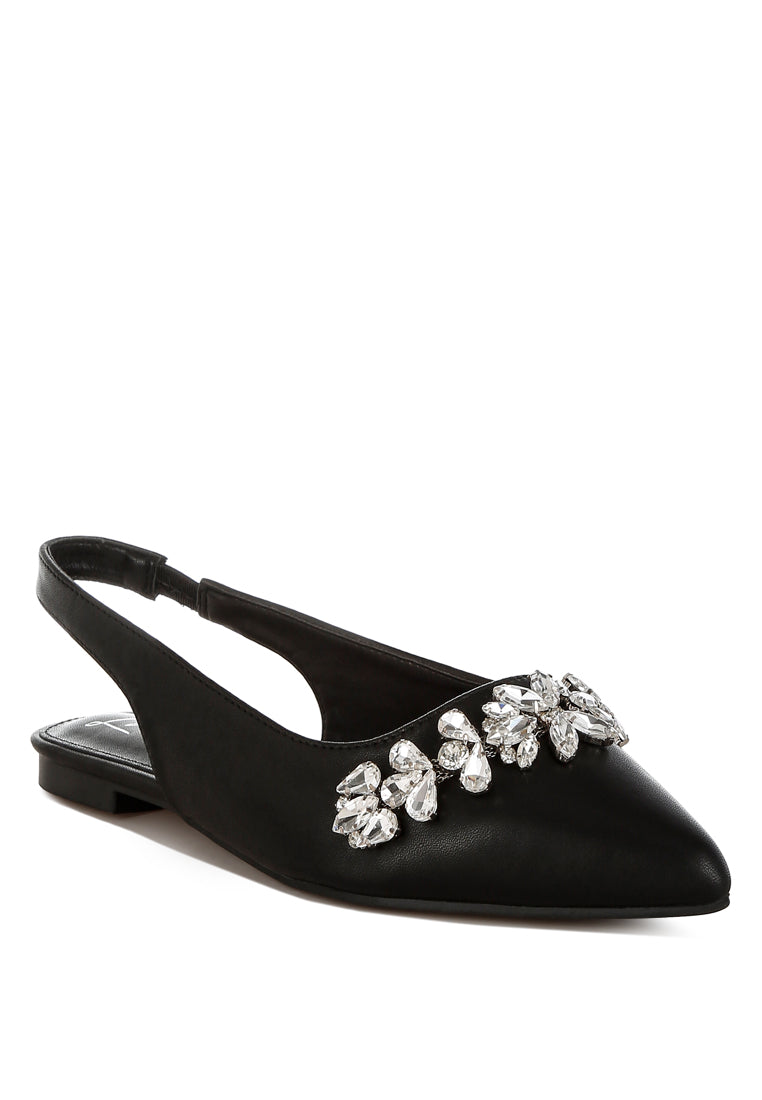 diamante embellished flat sandals by mode#color_black