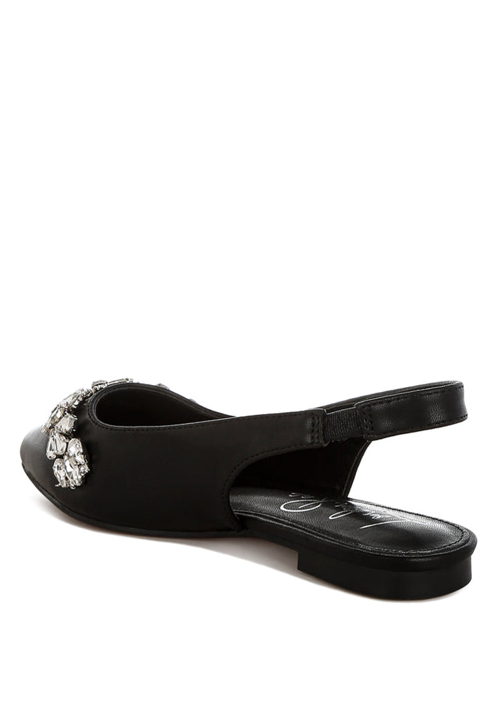 diamante embellished flat sandals by mode#color_black