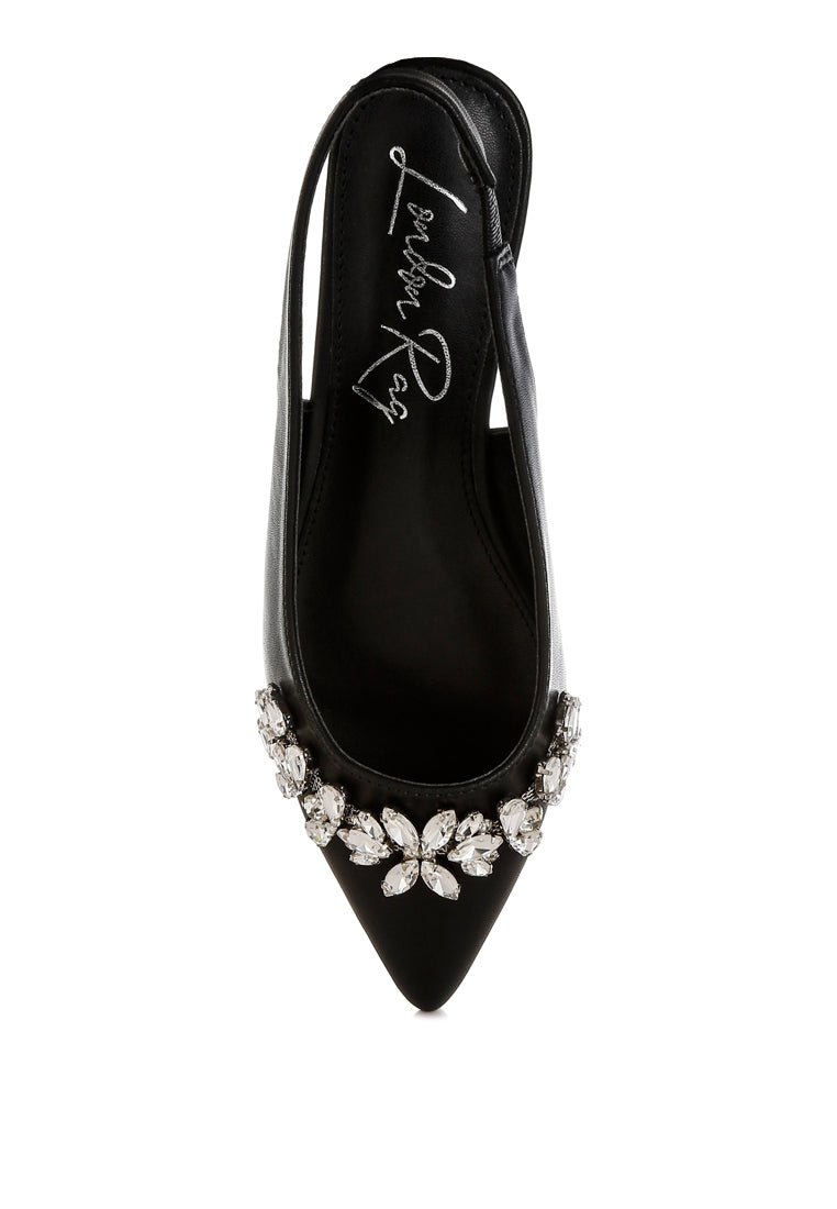 diamante embellished flat sandals by mode#color_black
