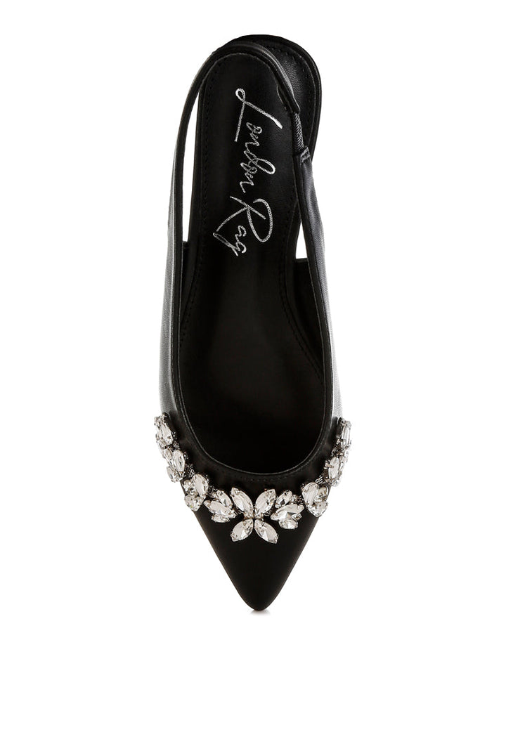 diamante embellished flat sandals by mode#color_black