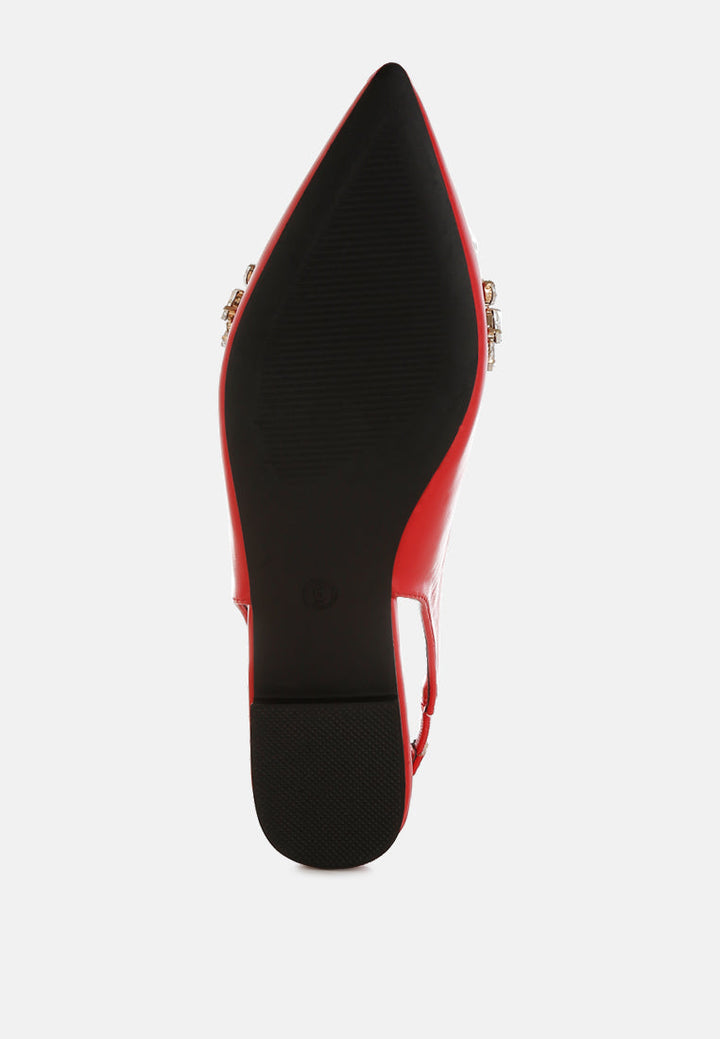 diamante embellished flat sandals by mode#color_red