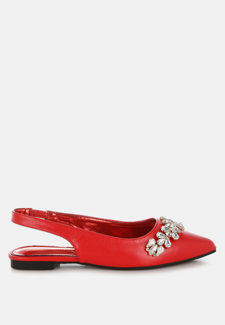 diamante embellished flat sandals by mode#color_red