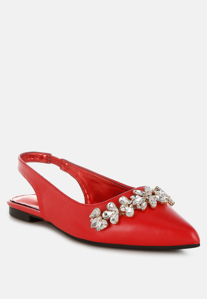 diamante embellished flat sandals by mode#color_red