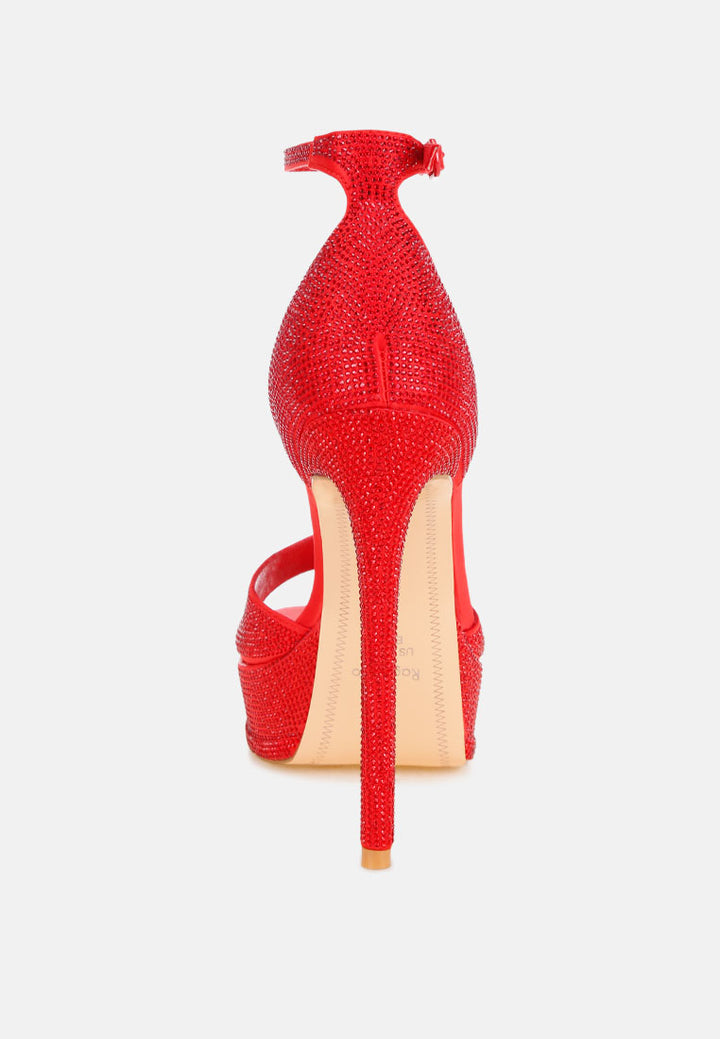 alaya rhinestones high stiletto heel sandals#color_Red Satin