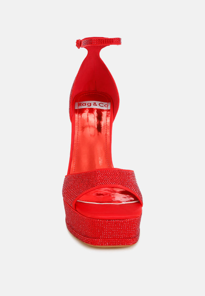 alaya rhinestones high stiletto heel sandals#color_Red Satin