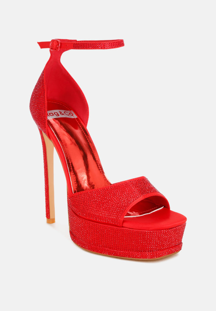 alaya rhinestones high stiletto heel sandals#color_Red Satin