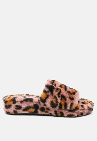 All Day Indoor Fur Flats in Leopard#color_pink