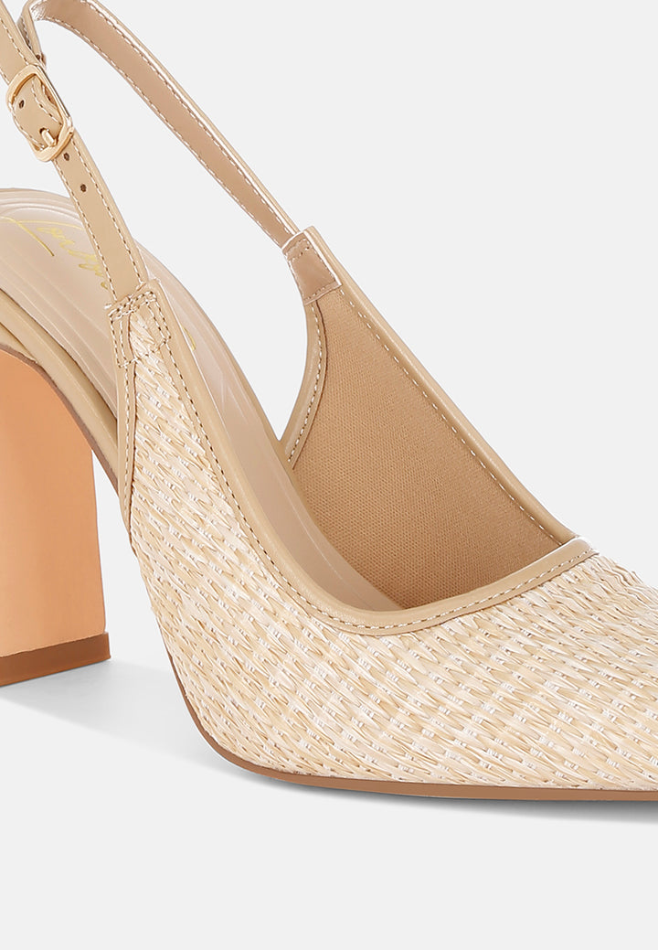 pompa slingback ujung runcing rafia dengan mode#color_beige
