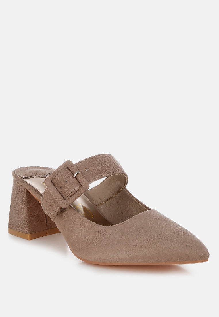 buckle strap detail microfiber mules by ruw#color_taupe