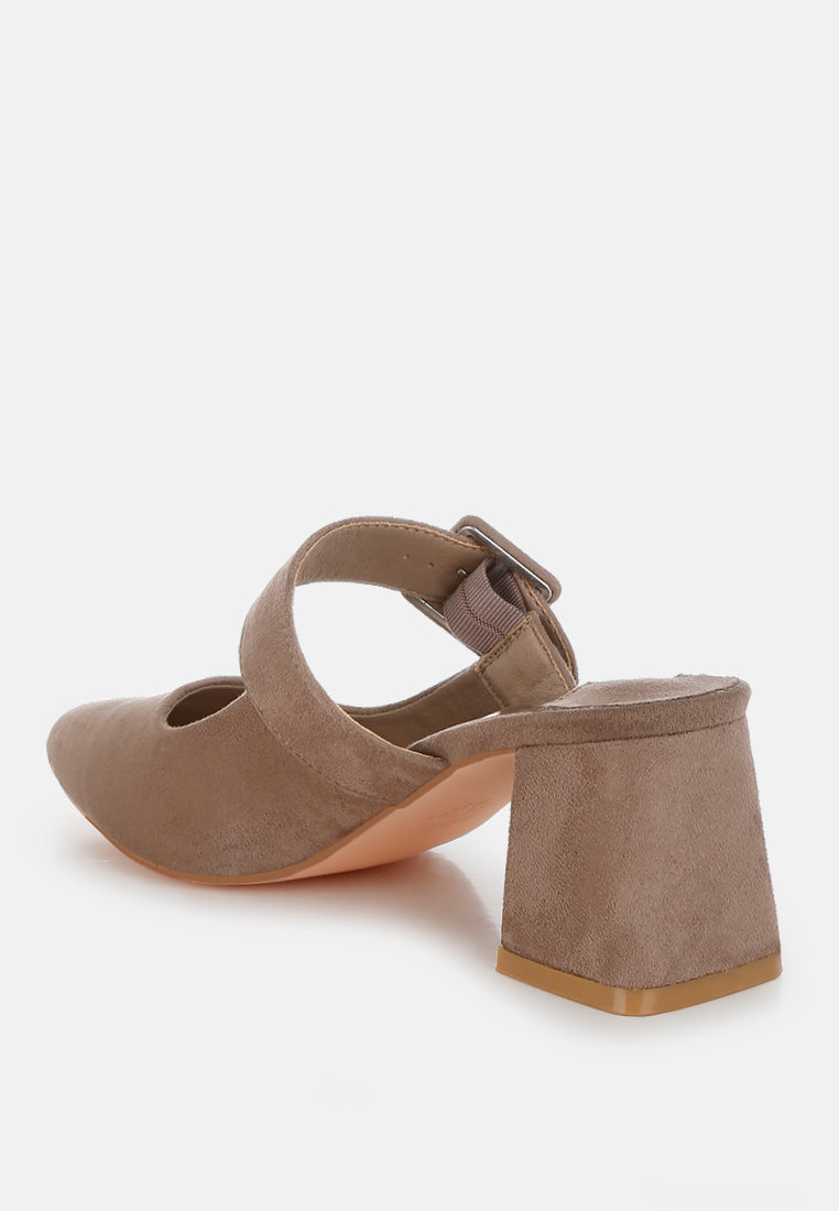 buckle strap detail microfiber mules by ruw#color_taupe