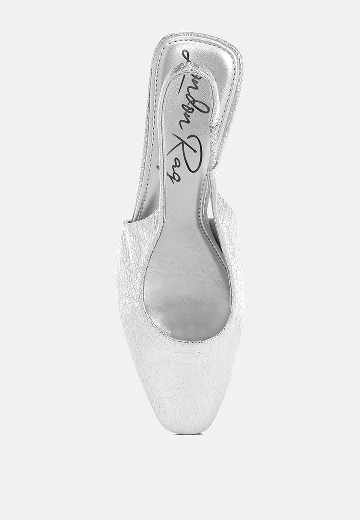 amberin crinkled metallic slingback heels#color_silver