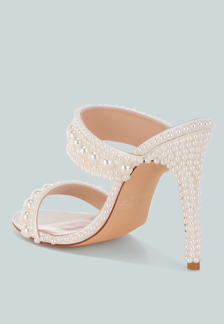 ambrin pearl embellished slip on stiletto heels#color_white
