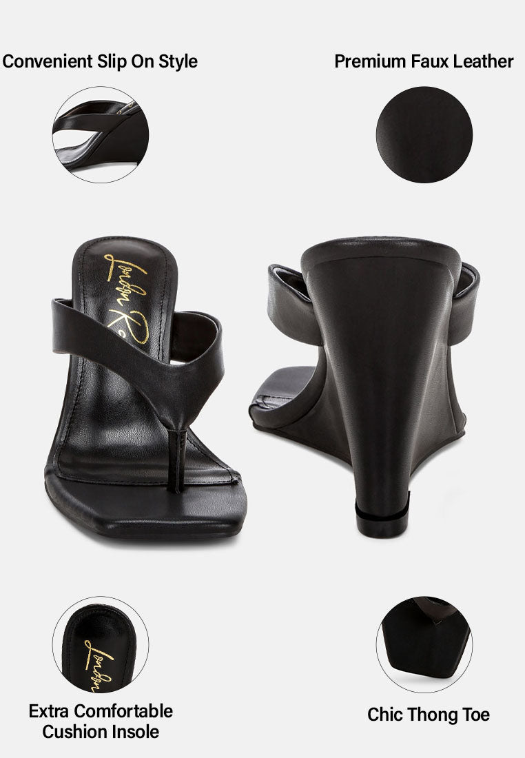 amilta square toe thong heels#color_black-smooth