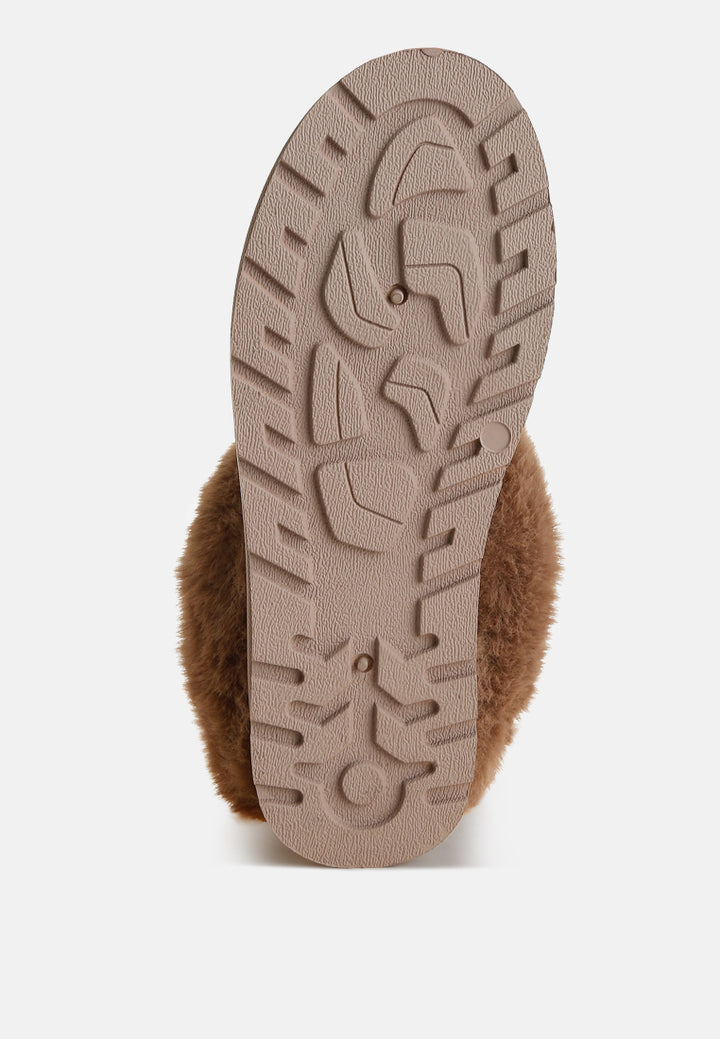 aniso faux fur slip on snow boots#color_taupe