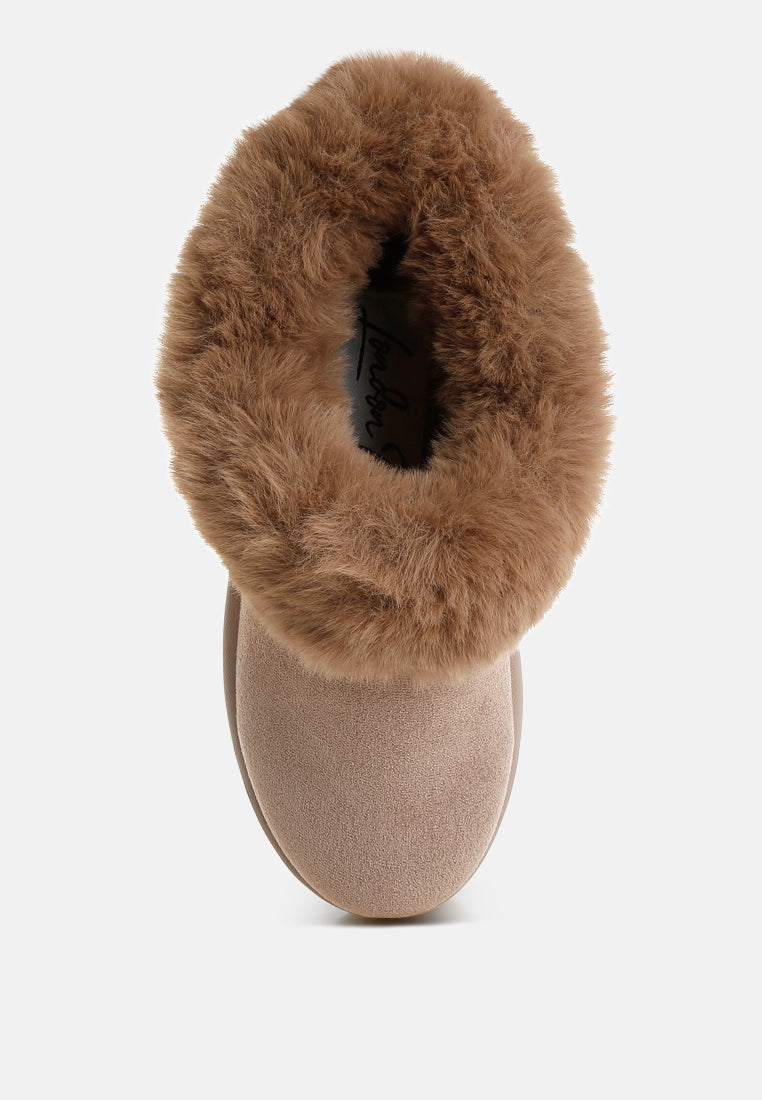 aniso faux fur slip on snow boots#color_taupe