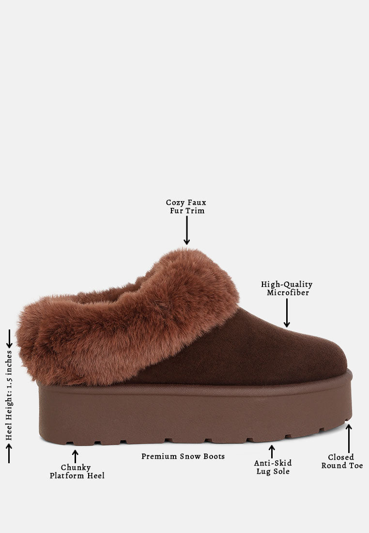 aniso faux fur slip on snow boots#color_brown