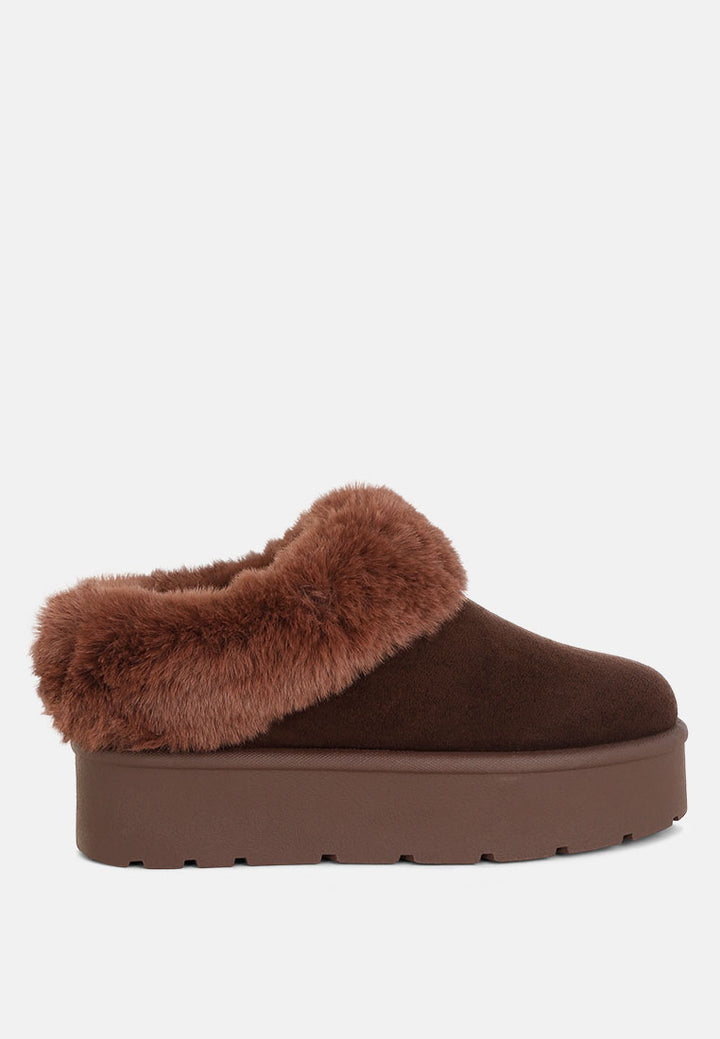 aniso faux fur slip on snow boots#color_brown