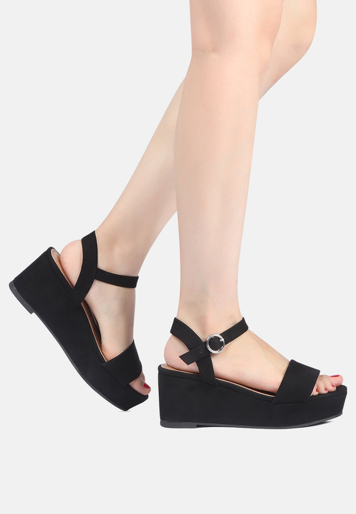 ankle strap wedge sandals#color_black